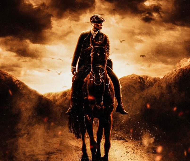 Silhouette of a rider on horseback