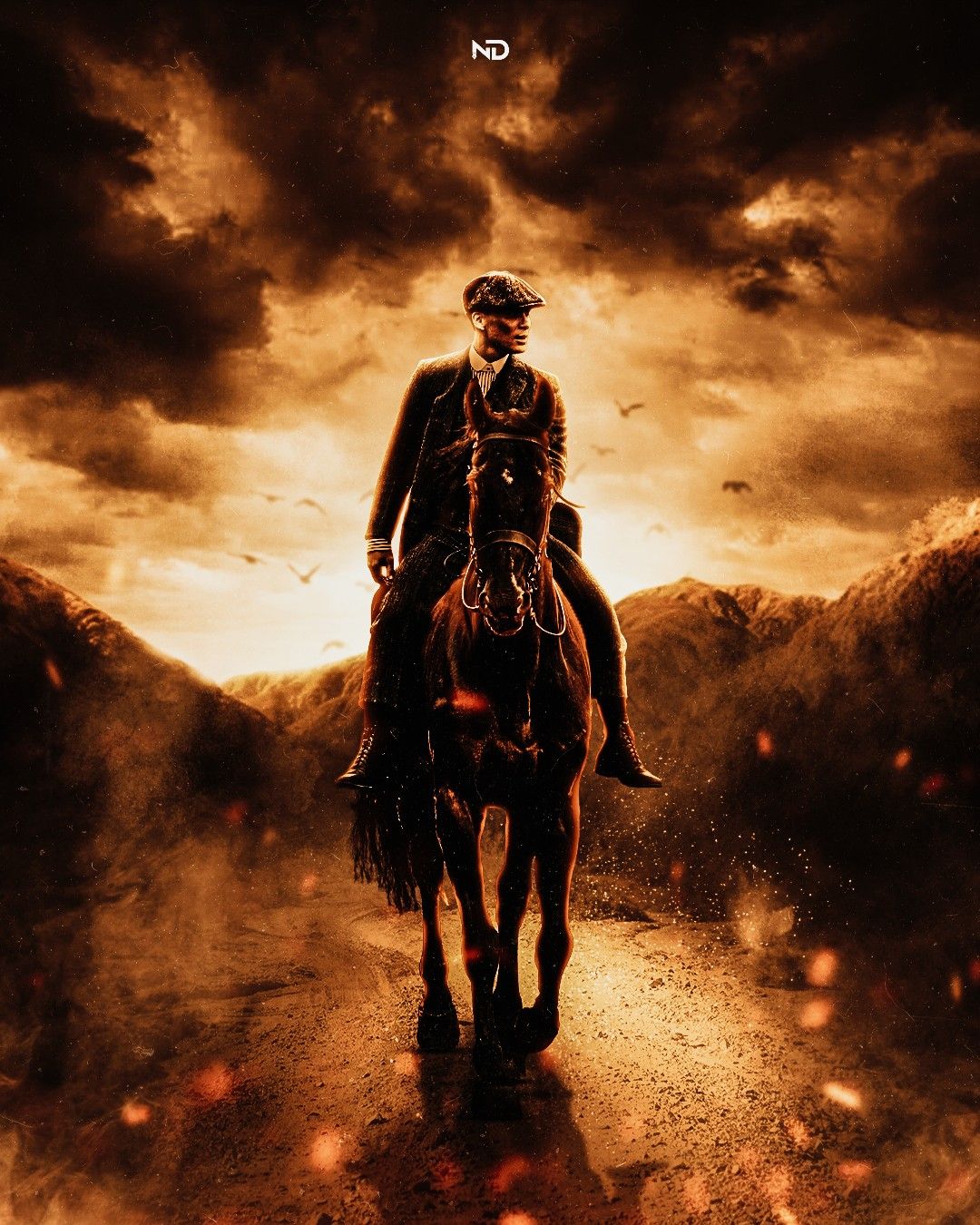 Silhouette of a rider on horseback