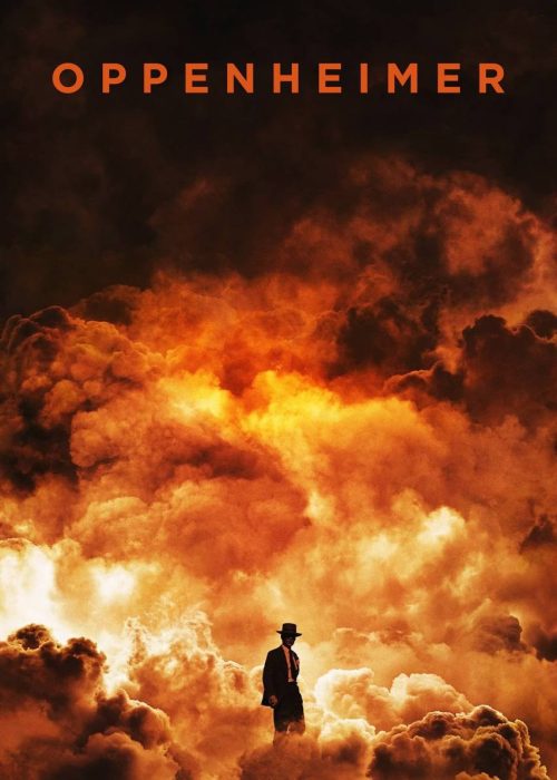 Dramatic clouds with Oppenheimer title